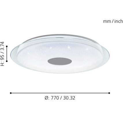 Eglo - LED RGB Dimming φωτιστικό οροφής LANCIANO-C LED/53W/230V + RC