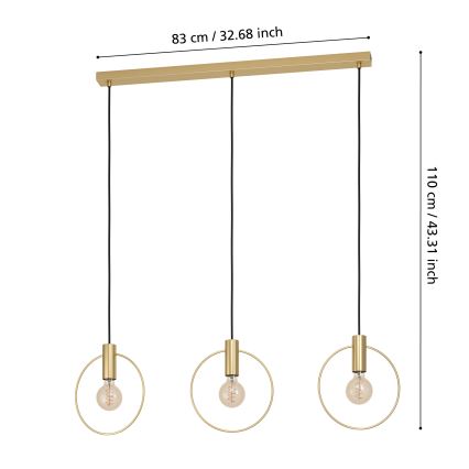 Eglo  - Πολύφωτο κρεμαστό ράγα 3xE27/40W/230V