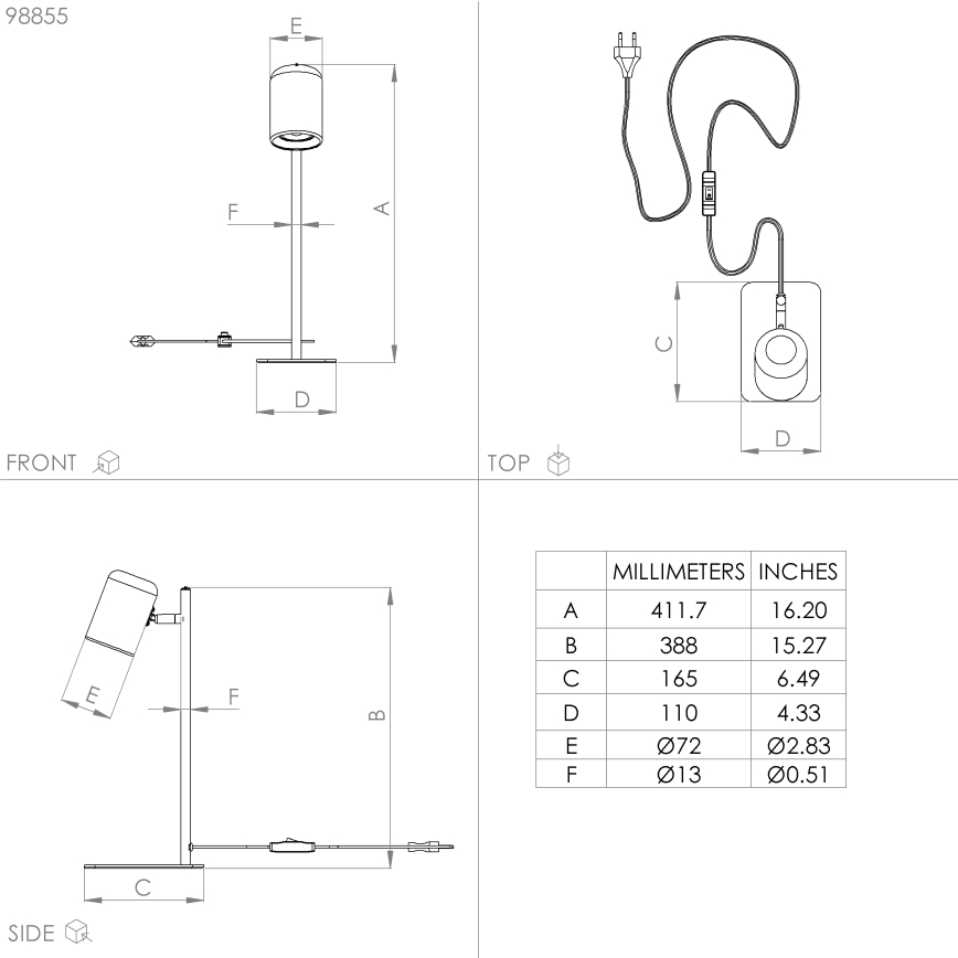 Eglo - LED Επιτραπέζιο φωτιστικό 1xGU10/4,5W/230V μαύρο