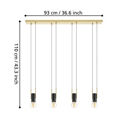 Eglo  - Πολύφωτο κρεμαστό ράγα 4xE27/40W/230V