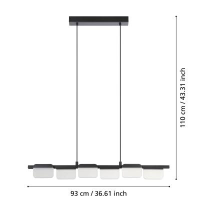 Eglo - LED Dimmable πολύφωτο κρεμαστό ράγα 6xLED/4,5W/230V