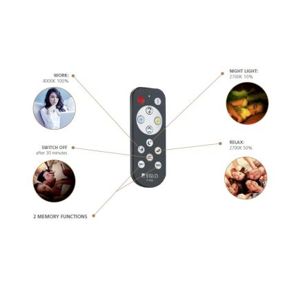 Eglo - LED Ρυθμιζόμενο Φωτιστικό Οροφής-A LED/24W/230V + τηλεχειριστήριο