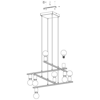 Eglo - Πολύφωτο σε σχοινί 8xE27/40W/230V