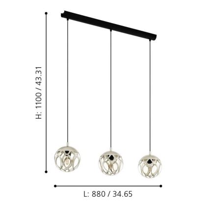 Eglo - Πολύφωτο σε σχοινί 3xE27/60W/230V