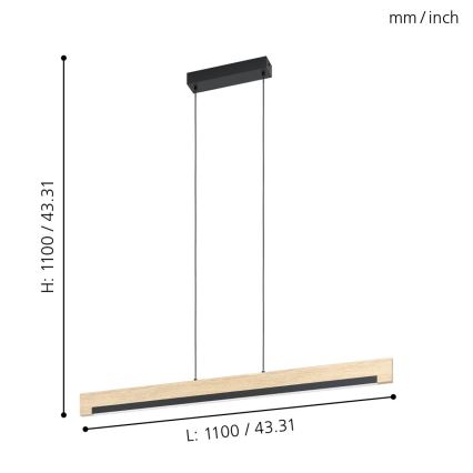 Eglo - LED Dimmable κρεμαστό φωτιστικό οροφής ράγα LED/25,5W/230V