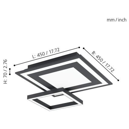 Eglo - LED RGB Dimmable φωτιστικό οροφής SAVATAEILA-C LED/20W/230V