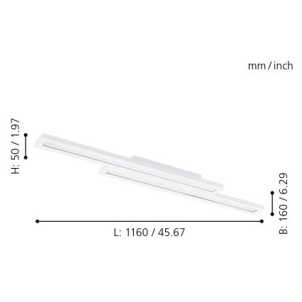 Eglo - LED RGB Dimming φωτιστικό οροφής SALITERAS-C 2xLED/10W/230V