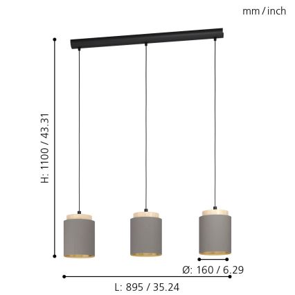 Eglo - Πολύφωτο σε σχοινί 3xE27/40W/230V