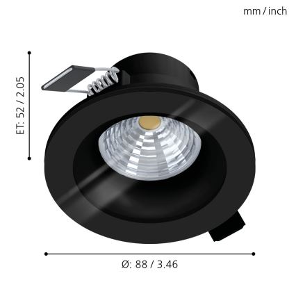 Eglo - LED Dimmable χωνευτό φωτιστικό μπάνιου LED/6W/230V 2700K IP44