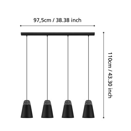 Eglo - Πολύφωτο κρεμαστό ράγα 4xE27/40W/230V