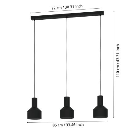 Eglo - Πολύφωτο κρεμαστό ράγα 3xE27/40W/230V