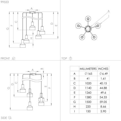 Eglo  - Πολύφωτο κρεμαστό CASIBARE 5xE27/40W/230V