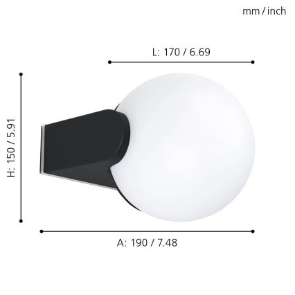 Eglo - Εξωτερικό φωτιστικό τοίχου 1xE27/15W/230V IP44