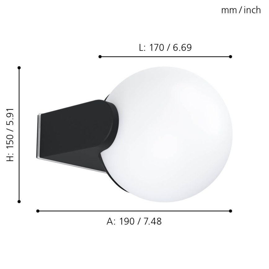 Eglo - Εξωτερικό φωτιστικό τοίχου 1xE27/15W/230V IP44