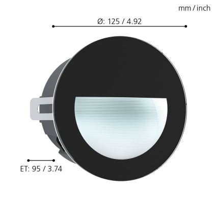 Eglo - LED Χωνευτό φωτιστικό εξωτερικού χώρου LED/2,5W/230V IP65 μαύρο