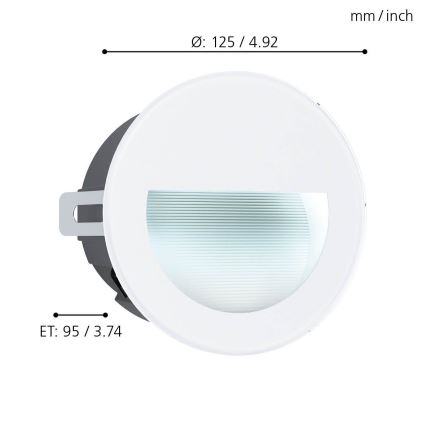 Eglo - LED Χωνευτό φωτιστικό εξωτερικού χώρου  LED/2,5W/230V IP65 λευκό