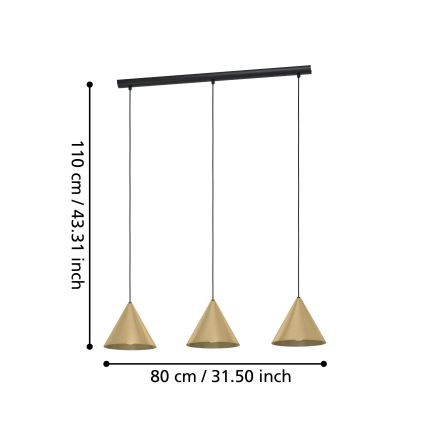 Eglo - Πολύφωτο κρεμαστό ράγα 3xE27/40W/230V