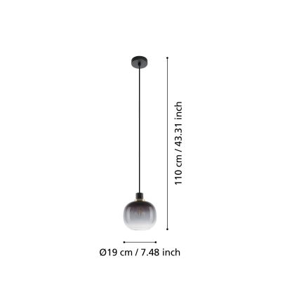 Eglo - Κρεμαστό φωτιστικό οροφής μονόφωτο 1xE27/40W/230V γκρι