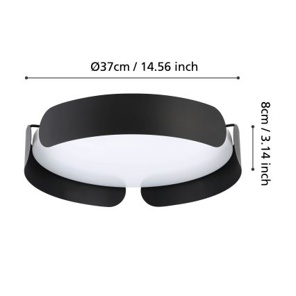 Eglo - LED φωτιστικό οροφής LED/20W/230V Ø 37 cm μαύρο