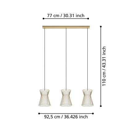Eglo - Πολύφωτο κρεμαστό ράγα 3xE27/40W/230V χρυσό