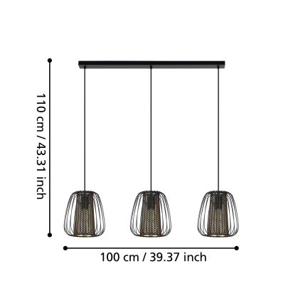 Eglo - Πολύφωτο κρεμαστό ράγα 3xE27/40W/230V