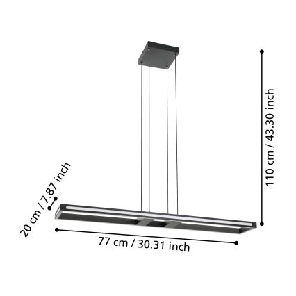 Eglo - Led Dimmable κρεμαστό φωτιστικό οροφής LED/33W/230V 2700-6500K