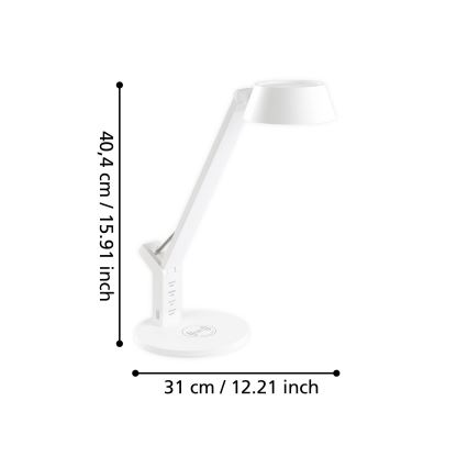 Eglo - LED Dimmable επιτραπέζια λάμπα αφής με ασύρματη φόρτιση LED/4,8W/230V λευκό