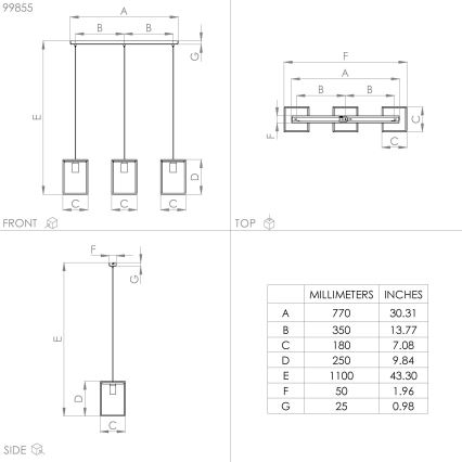 Eglo - Πολύφωτο κρεμαστό ράγα 3xE27/40W/230V