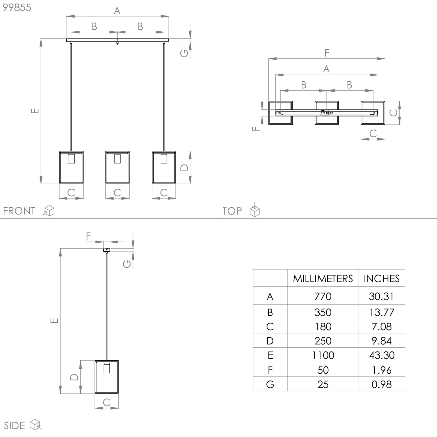 Eglo - Πολύφωτο κρεμαστό ράγα 3xE27/40W/230V