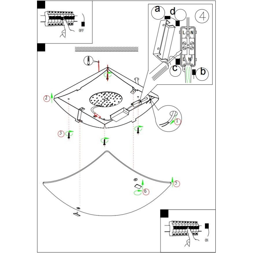 Eglo - Ανταλλακτικό γυαλί για οροφής/τοίχου φωτιστικό BORGO 410x410 mm
