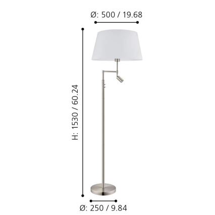 Eglo/Edi Φωτισμός - Επιδαπέδια λάμπα LED SANTANDER 1xE27/11W/230V + LED/2,3W ματ χρώμιο
