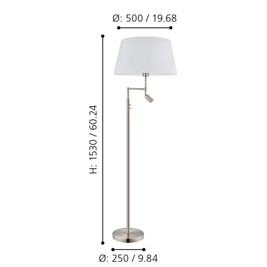 Eglo/Edi Φωτισμός - Επιδαπέδια λάμπα LED SANTANDER 1xE27/11W/230V + LED/2,3W ματ χρώμιο