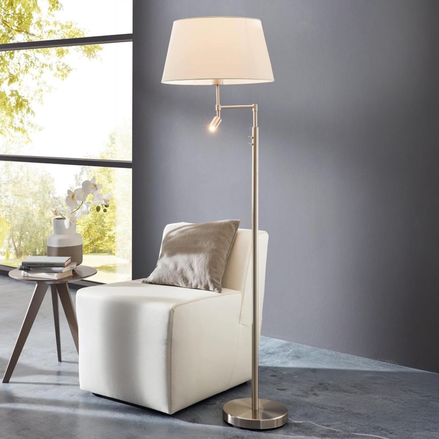 Eglo/Edi Φωτισμός - Επιδαπέδια λάμπα LED SANTANDER 1xE27/11W/230V + LED/2,3W ματ χρώμιο