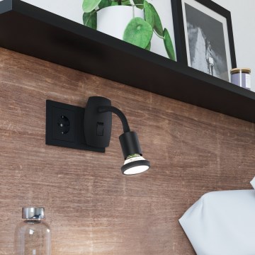 Eglo - Φωτιστικό LED με βύσμα για πρίζα 1xGU10/4,5W/230V μαύρο