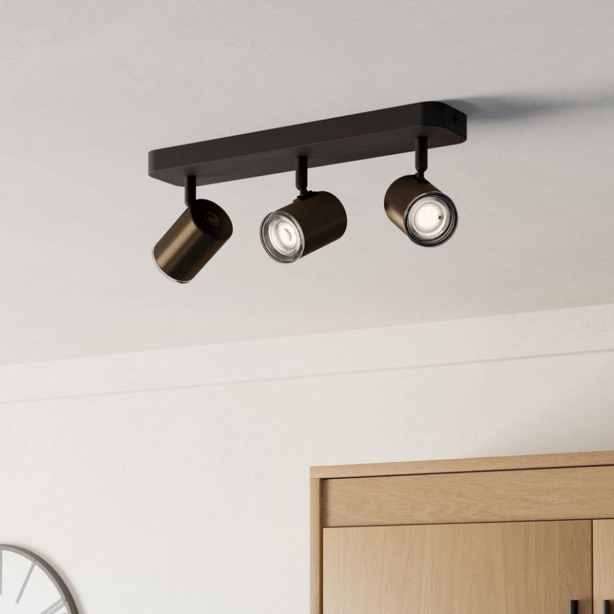 Eglo - Φωτιστικό σποτ για μπάνιο 3xGU10/5W/230V IP44 μαύρο/καφέ