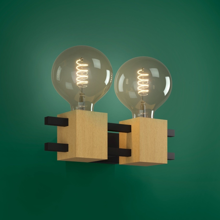 Eglo - Φωτιστικό τοίχου 2xE27/40W/230V μαύρο/καφέ