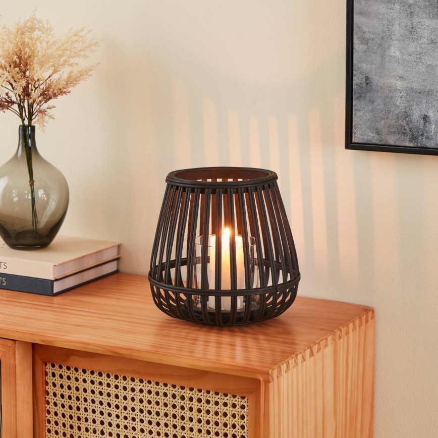 Eglo - Κηροπήγιο 20x22 cm μαύρο/μπαμπού