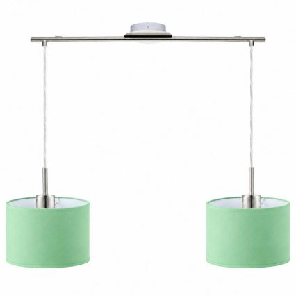 Eglo - Κρεμαστό φωτιστικό LED με καλώδιο TUNJA 2xE27/60W/230V ματ χρώμιο/πράσινο