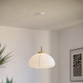 Eglo - Κρεμαστό φωτιστικό με καλώδιο 1xE27/40W/230V διάμ. 40 cm λευκό/μπεζ