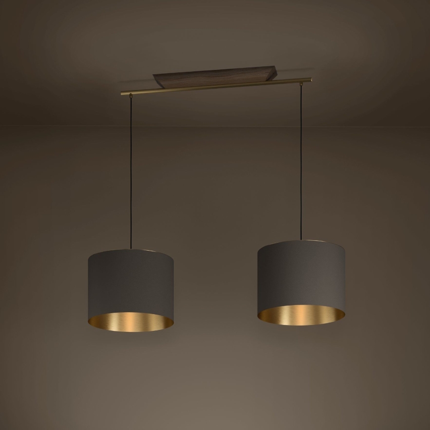 Eglo - Κρεμαστό φωτιστικό οροφής 2xE27/40W/230V καφέ/χρυσό