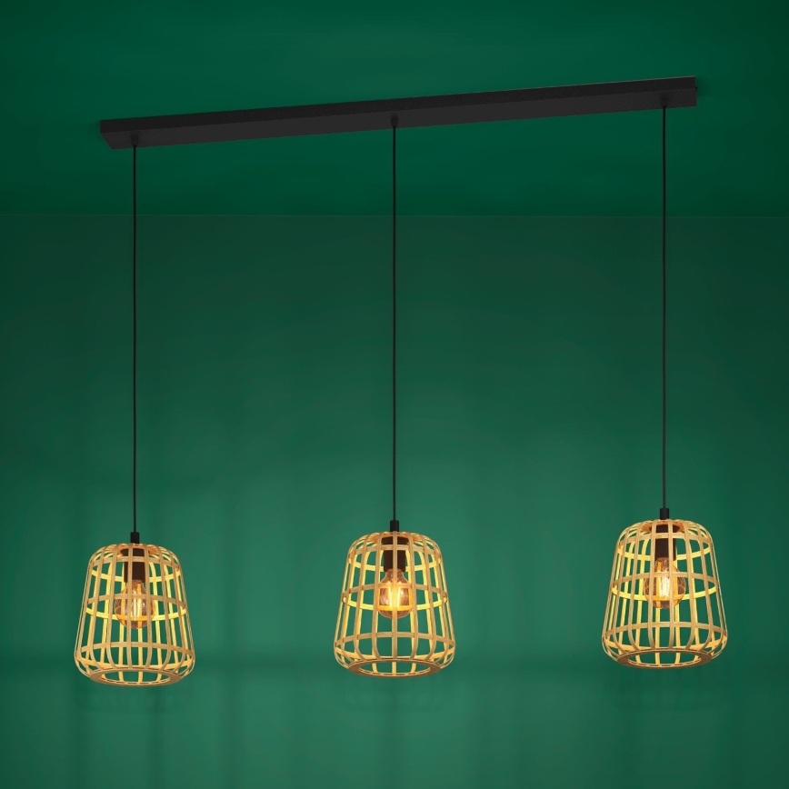 Eglo - Κρεμαστό φωτιστικό οροφής 3xE27/40W/230V μπαμπού