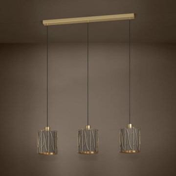 Eglo - Κρεμαστό φωτιστικό οροφής 3xE27/40W/230V χρυσό/καφέ