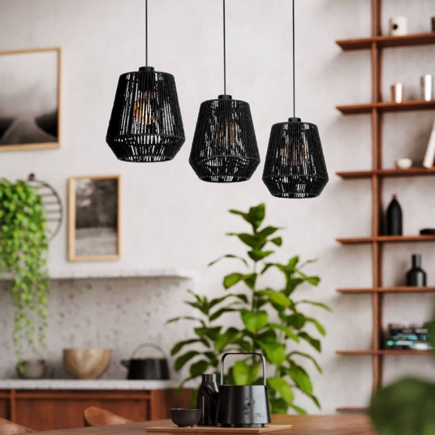 Eglo - Κρεμαστό φωτιστικό οροφής 3xE27/60W/230V μαύρο