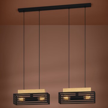 Eglo - Κρεμαστό φωτιστικό οροφής 4xE27/40W/230V μαύρο/καφέ