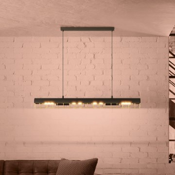 Eglo - Κρεμαστό φωτιστικό οροφής 4xE27/40W/230V μαύρο/χρυσό