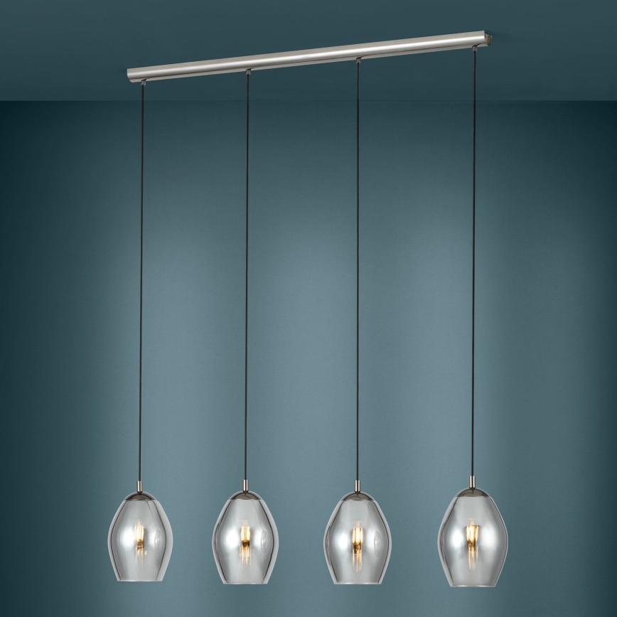 Eglo - Κρεμαστό φωτιστικό οροφής 4xE27/60W/230V φιμέ