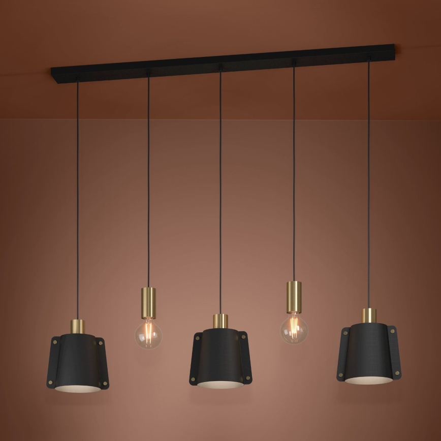Eglo - Κρεμαστό φωτιστικό οροφής 5xE27/40W/230V μαύρο/χρυσό