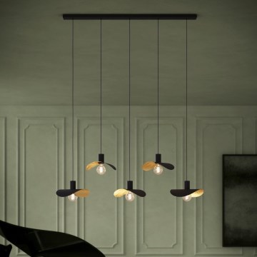 Eglo - Κρεμαστό φωτιστικό οροφής 5xE27/40W/230V μαύρο/χρυσό