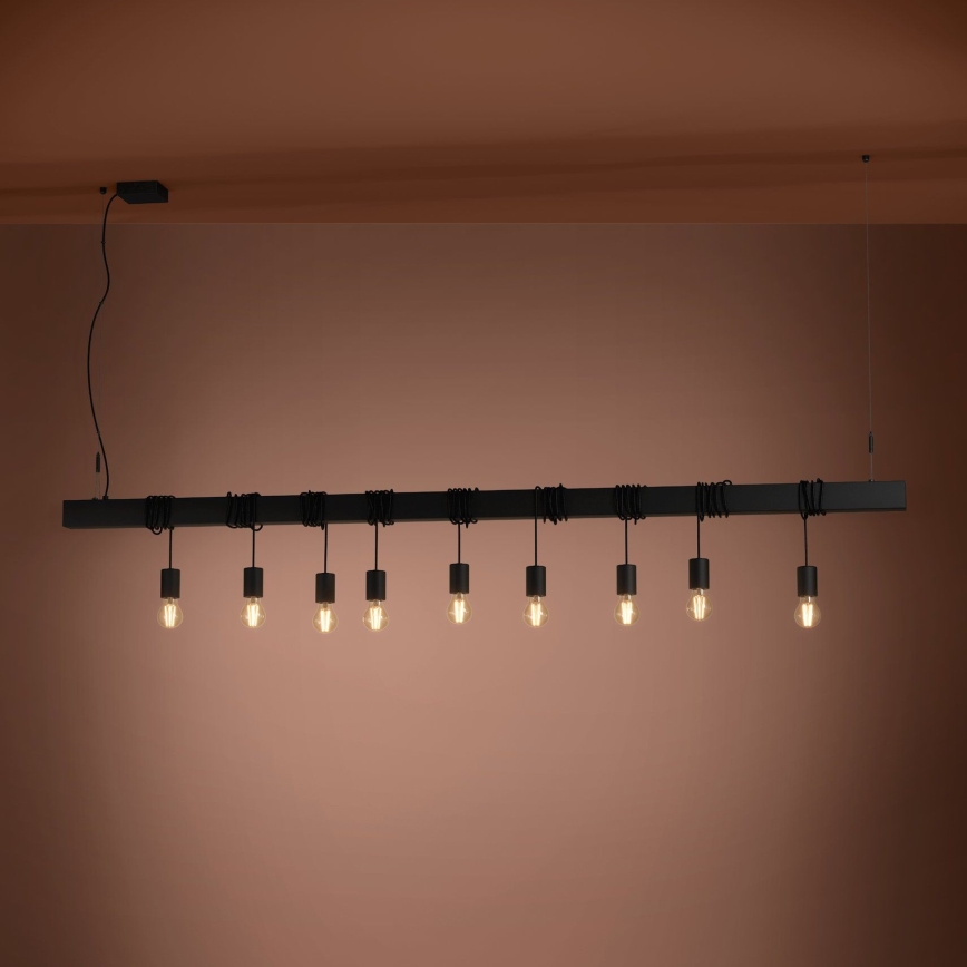 Eglo - Κρεμαστό φωτιστικό οροφής TOWNSHEND 9xE27/40W/230V μαύρο