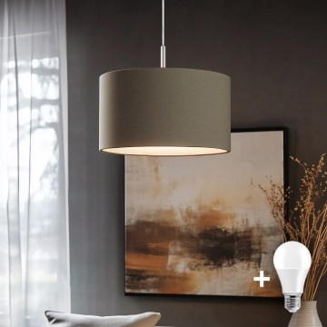 Eglo -  Κρεμαστό φωτιστικό οροφής LED TUNJA 1xE27/60W/230V taupe
